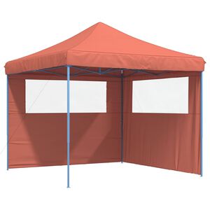 vidaXL Sammenleggbart partytelt pop-up med 2 sidevegger terrakotta