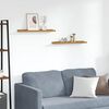 vidaXL Vegghylle med hylle 2 pcs Beige 60 x 9 x 3 cm Konstruert tre