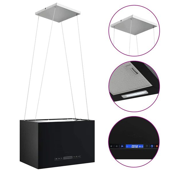 vidaXL Fritthengende kjøkkenvifte sensor LCD 55 cm pulverlakkert stål