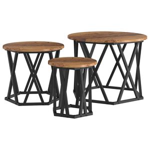 vidaXL Nesting Sidebord 3 pcs Gamle tre Konstruksjonsvirke og st&aring;l