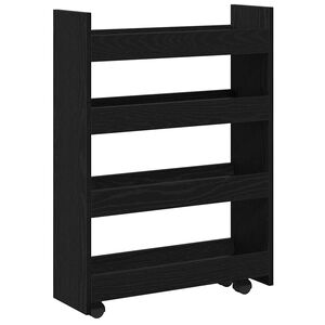vidaXL Smal Oppbevaringsvogn Svart Eik 60 x 20 x 82 cm Konstruert tre