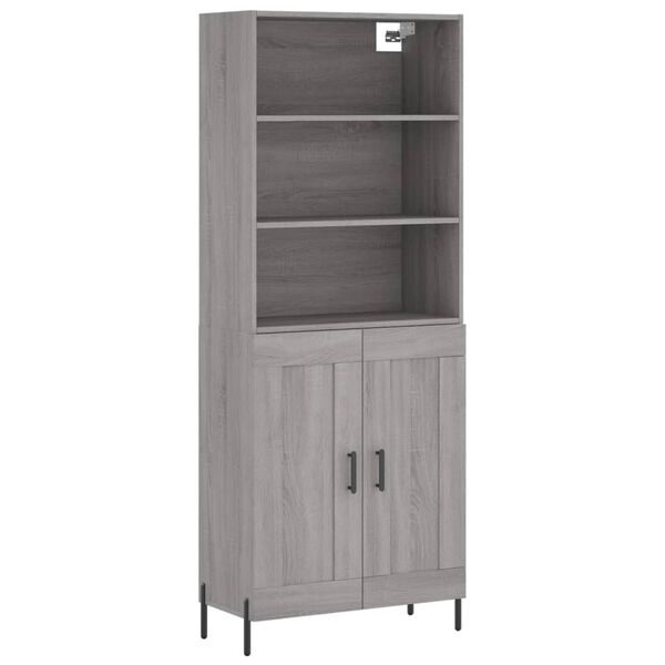 vidaXL Highboard gr&aring; sonoma 69,5x34x180 cm konstruert tre