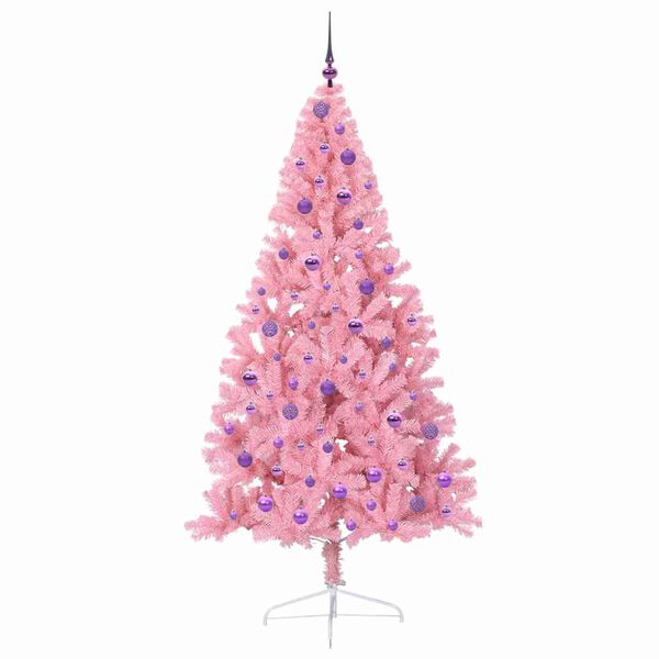 vidaXL Kunstig Forhåndsopplyst Juletre med 300 LED Rosa 210 cm PVC