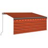 vidaXL Manuell uttrekkbar markise rullegardin&LED 3,5x2,5m oransjebrun