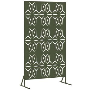 vidaXL Personvernsvegg 100 x 50 x 180 cm St&aring;l Olivengr&oslash;nn