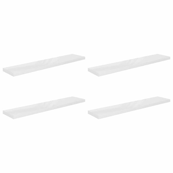 vidaXL Flytende vegghyller 4 stk h&oslash;yglans hvit 120x23,5x3,8 cm MDF