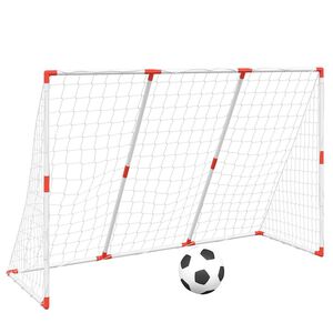 vidaXL Fotballm&aring;l for barn med baller 2-i-1 hvit 184x64x124 cm