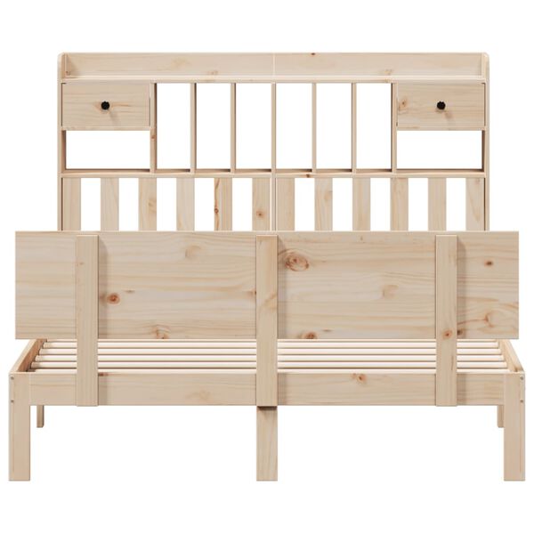 vidaXL Seng med bokhylle uten madrass 160x200 cm heltre furu