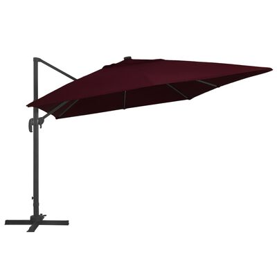 vidaXL Utendørs parasoll med LED-lys vinrød 400x300 cm