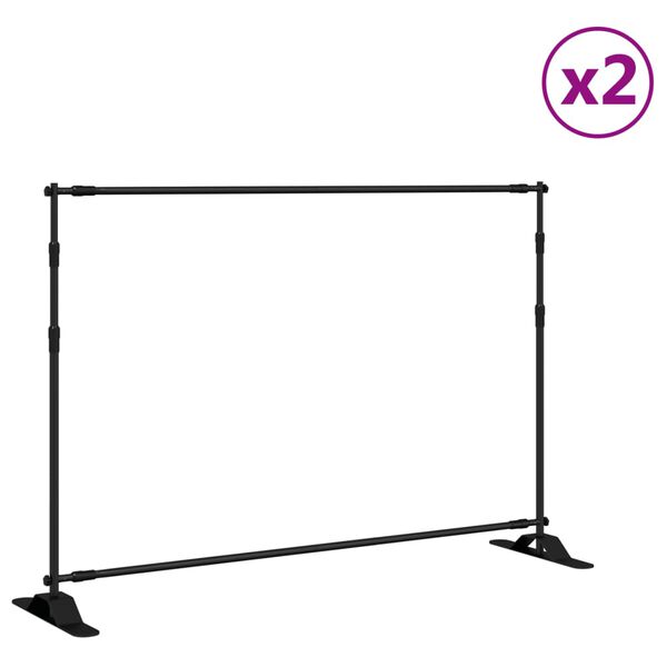 vidaXL Bakgrunnsstativer 2 stk svart 305x243 cm stål
