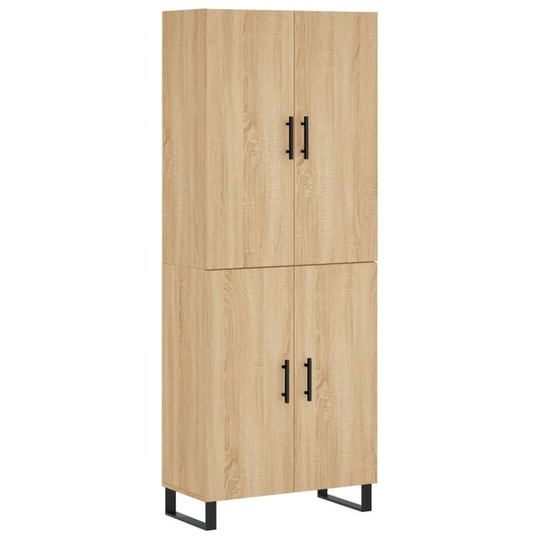 vidaXL Highboard sonoma eik 69,5x34x180 cm konstruert tre