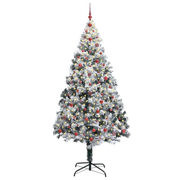 vidaXL Kunstig juletre med 300 LED Hvit 240 cm PVC og St&aring;l og Plast