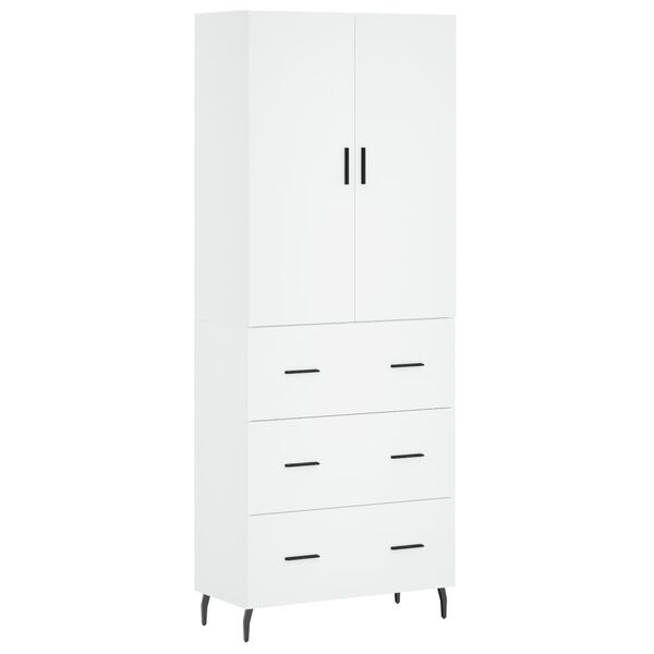 vidaXL Highboard hvit 69,5x34x180 cm konstruert tre