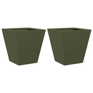 vidaXL Plantekasser 2 stk olivengr&oslash;nn 30x30x30 cm st&aring;l