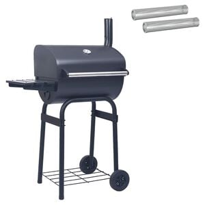 vidaXL Kullgrill 75 x 48 x 120 cm Pulverlakkert st&aring;l og plast S&oslash;lv