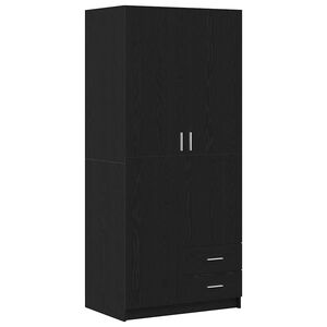 vidaXL Garderobeskap Svart Eik 80 x 52 x 180 cm Konstruert tre