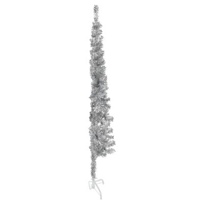 vidaXL Kunstig halvt juletre med stativ tynt sølv 150 cm