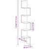 vidaXL Hjørnehylle Svart Eik 20 x 20 x 127,5 cm Konstruert tre
