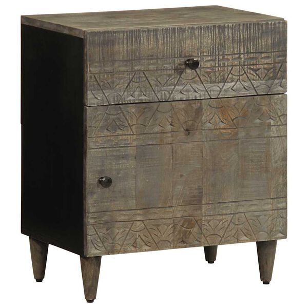 vidaXL Nattbord lysegr&aring; 50x33x60 cm heltre mango