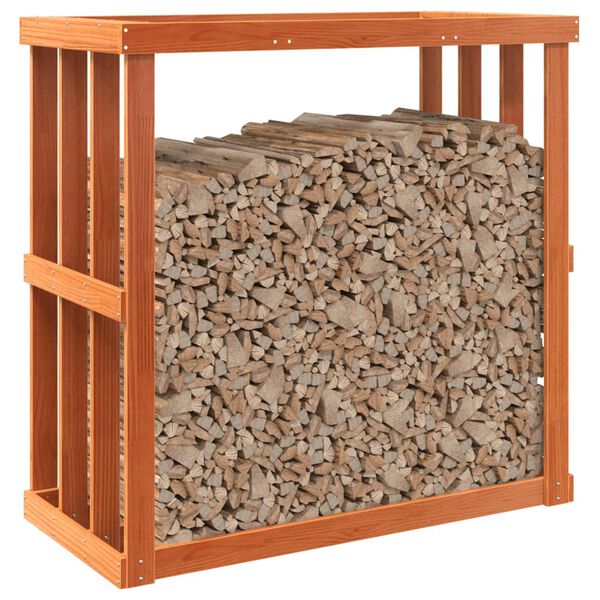 vidaXL Utendørs vedstativ voksbrun 109x52x106 cm heltre furu