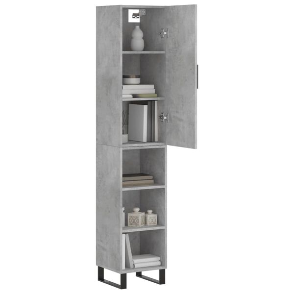 vidaXL Highboard betonggr&aring; 34,5x34x180 cm konstruert tre