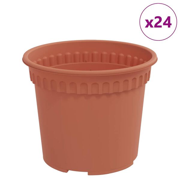 vidaXL Rund Blomsterpotte 24 pcs Klinker R&oslash;d &Oslash; 12,5 x 10 cm Plast