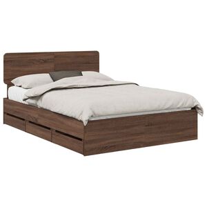 vidaXL Sengestamme med skuff Brun eik 150 x 200 cm Konstruert tre