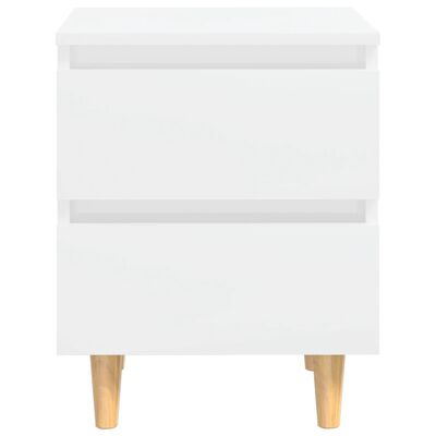 vidaXL Nattbord & heltre furuben høyglans hvit 40x35x50 cm