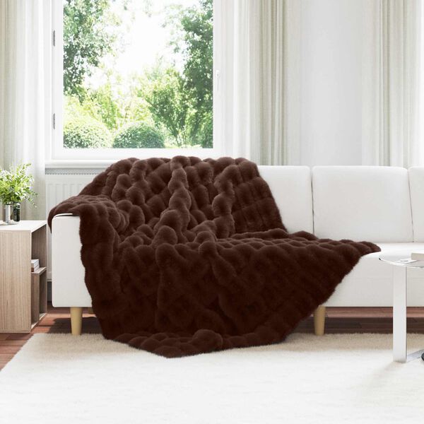vidaXL Faux kaninullteppe 4 pcs Kamel 150 x 220 cm Polyester