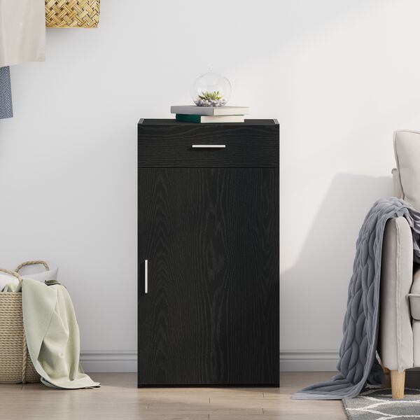 vidaXL Serviesskap med skuff Svart Eik 50 x 42,5 x 93 cm