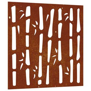 vidaXL Veggdekorasjon til hage 55x55 cm cortenst&aring;l bambusdesign