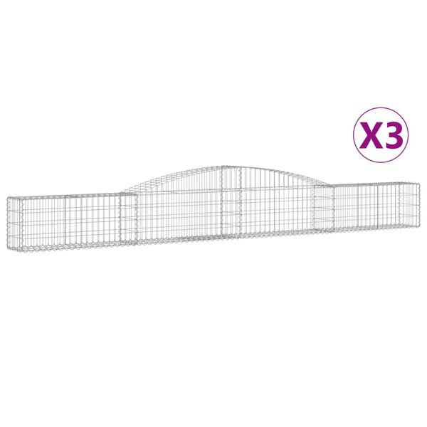 vidaXL Gabionkurver buede 3 stk 400x30x40/60 cm galvanisert jern