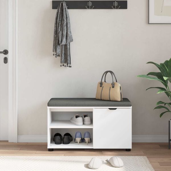 vidaXL Gangbenk med pute Ensfarget Hvit 80 x 38 x 46 cm