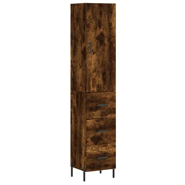 vidaXL Highboard r&oslash;kt eik 34,5x34x180 cm konstruert tre