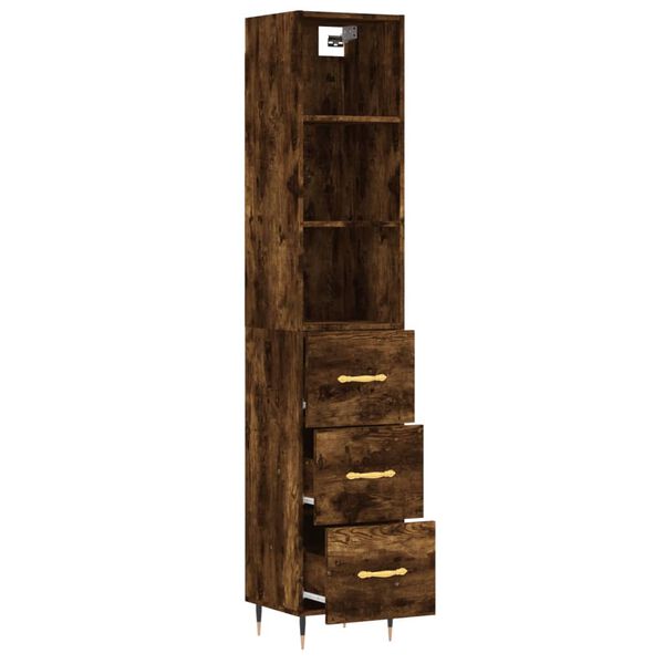 vidaXL Highboard r&oslash;kt eik 34,5x34x180 cm konstruert tre