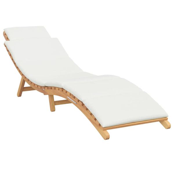 vidaXL Solstol med pute Kremhvit 188 x 55 x 59 cm Heltre teak