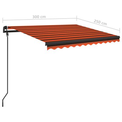 vidaXL Manuell uttrekkbar markise 3x2,5 m oransje og brun