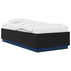 vidaXL Sengestativ med LED Svart eik 80 x 200 cm Konstruert tre