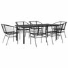vidaXL Hagespisegruppe 7 deler svart polyrotting glass