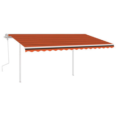 vidaXL Manuell uttrekkbar markise med LED 4x3 m oransje og brun