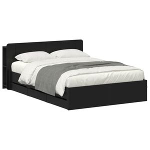 vidaXL Sengeramme med oppbevaring Svart 150 x 200 cm Konstruert tre