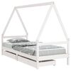 vidaXL Barnesengeramme med skuffer hvit 90x190 cm heltre furu