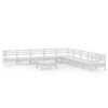 vidaXL Hagesofagruppe 10 deler hvit heltre furu