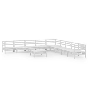 vidaXL Hagesofagruppe 10 deler hvit heltre furu