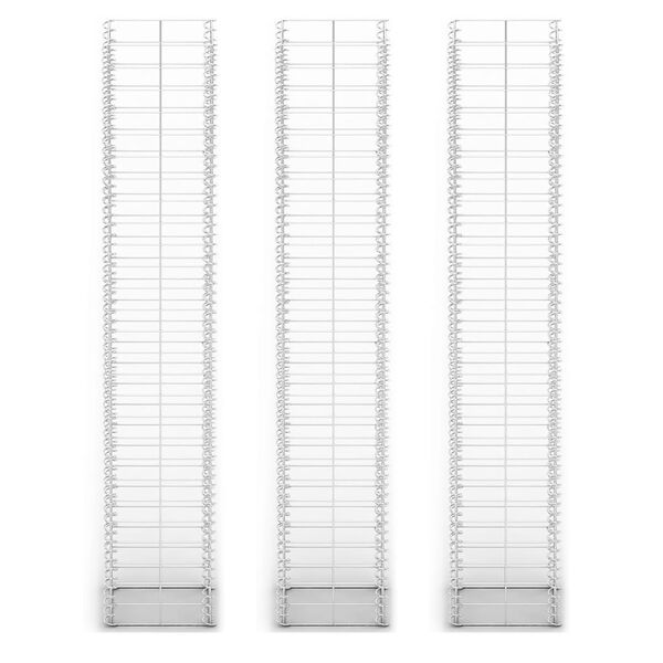 vidaXL Gabionsett 3 stk galvanisert tråd 25 x 25 x 150 cm
