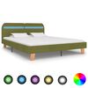 vidaXL Sengeramme med LED uten Madrass Gr&oslash;nt Stoff 150x200 cm