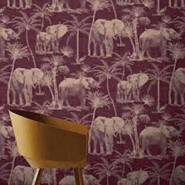DUTCH WALLCOVERINGS Veggpanel Elephant Grove aubergine