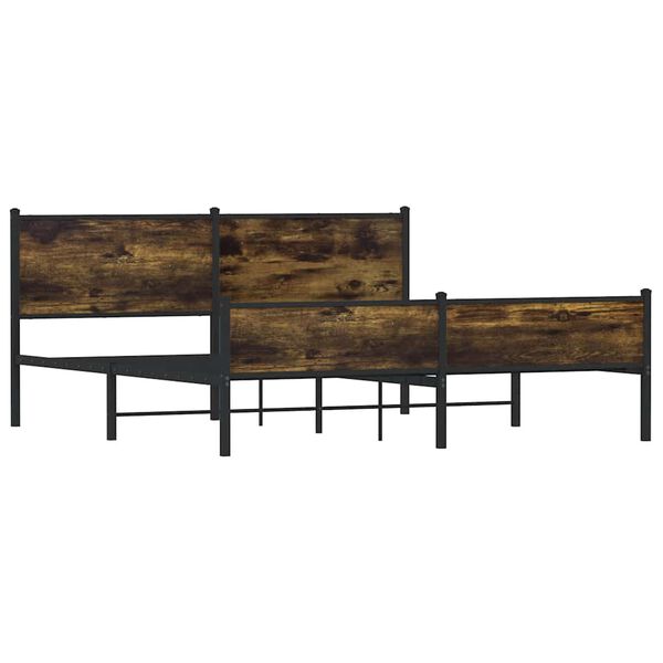 vidaXL Sengeramme i metall uten madrass røkt eik 183x213 cm