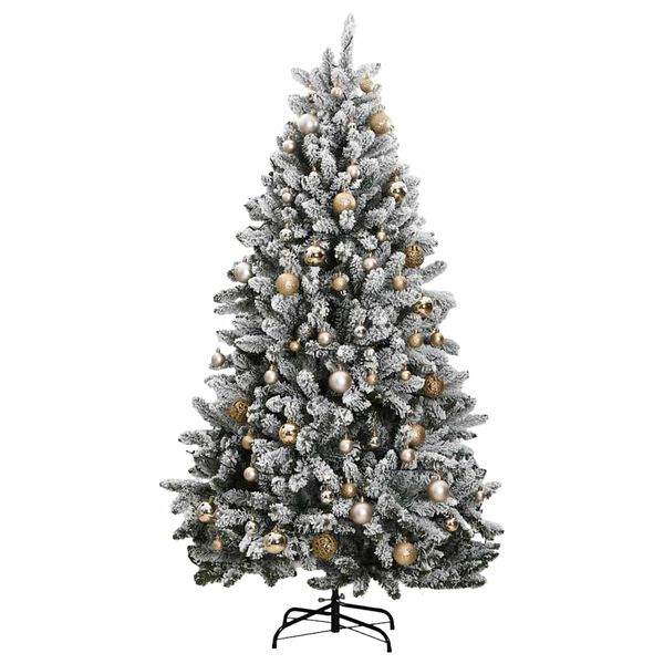 vidaXL Kunstig hengslet juletre med 300 LED og kulesett 180 cm