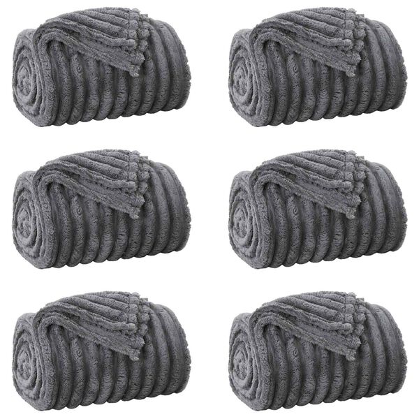 vidaXL Kastepledd 6 pcs M&oslash;rkegr&aring; 240 x 220 cm Fleece